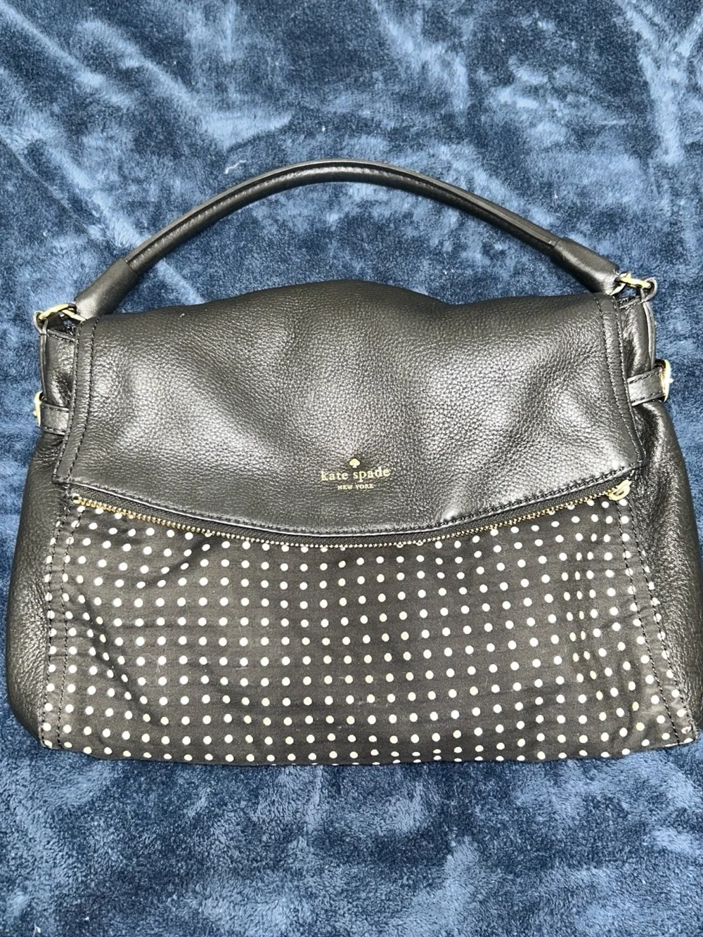 kate spade Black Leather Purse with White Polka Dot Panel